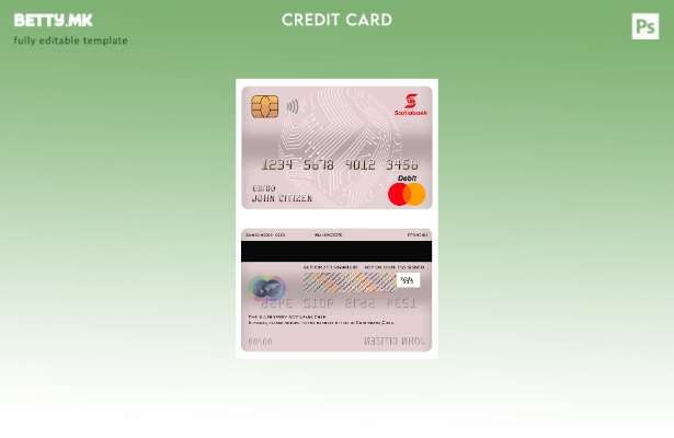 Модерен стил шаблон за мастер дебитна картичка на Чиле Шкотска банка